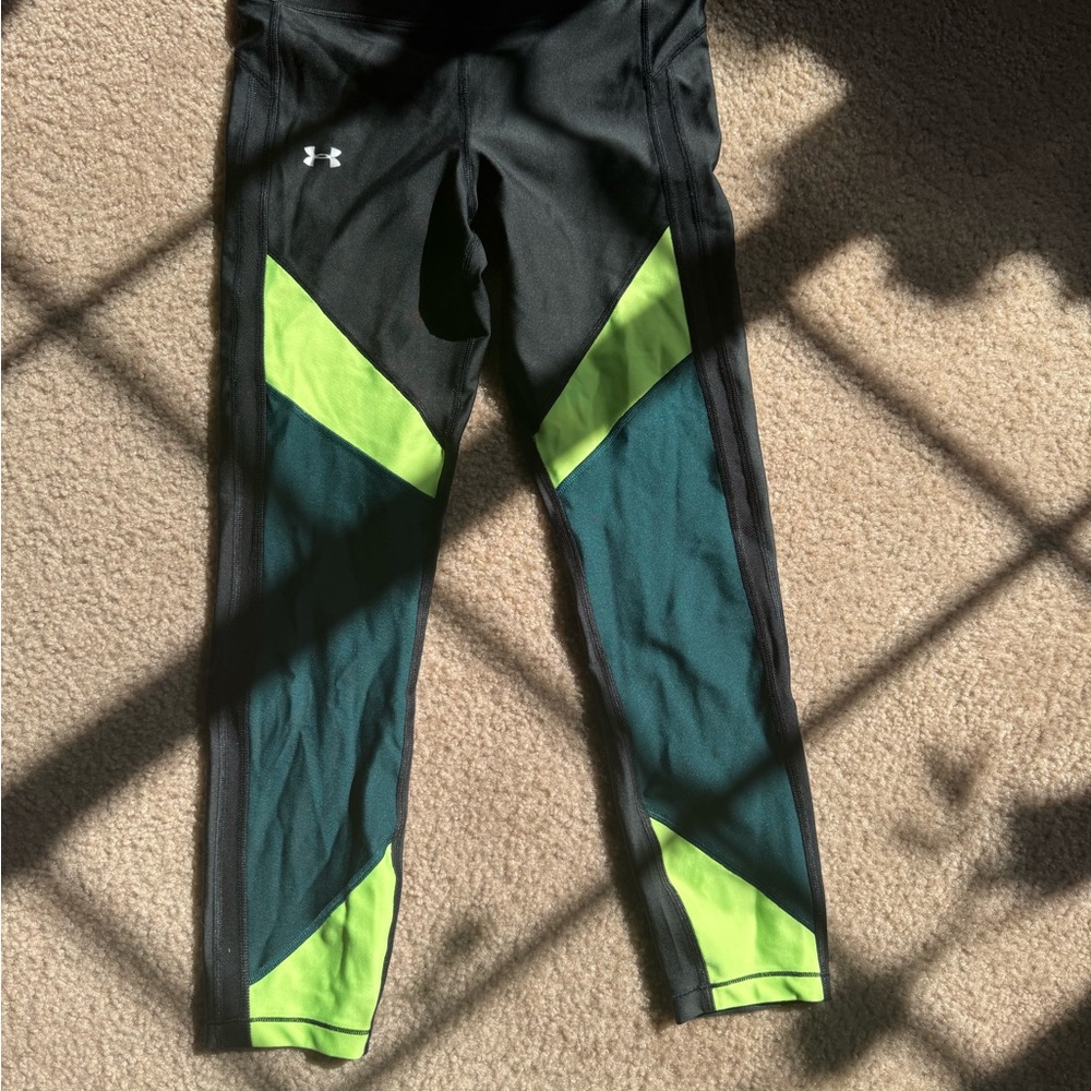 Under Armour Black and Lime Green Leggings